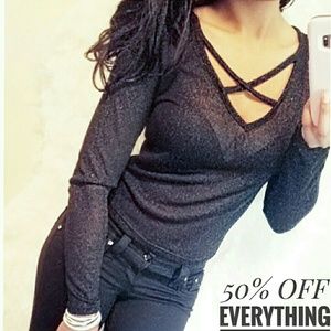 H&M Shimmer Black Long Sleeve